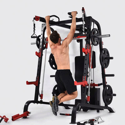 Attrezzature per palestra Macchina Smith multifunzione grigio/nero con stack di pesi per la casa
