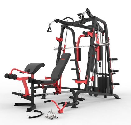 Attrezzature per palestra Macchina Smith multifunzione grigio/nero con stack di pesi per la casa