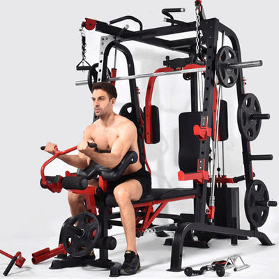 Attrezzature per palestra Macchina Smith multifunzione grigio/nero con stack di pesi per la casa