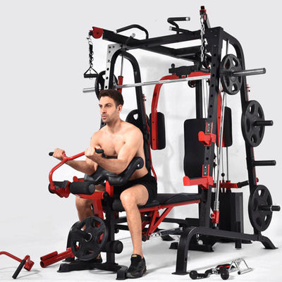 Attrezzature per palestra Macchina Smith multifunzione grigio/nero con stack di pesi per la casa