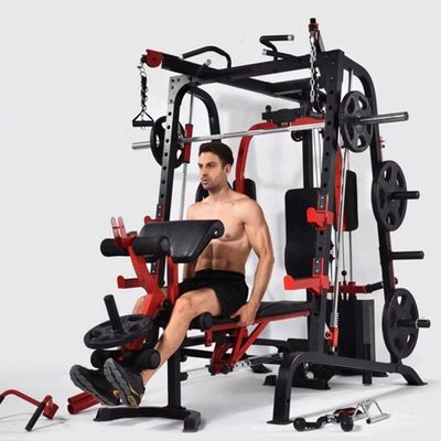 Unisex Training Gym Squat Rack con barre parallele in nero e rosso