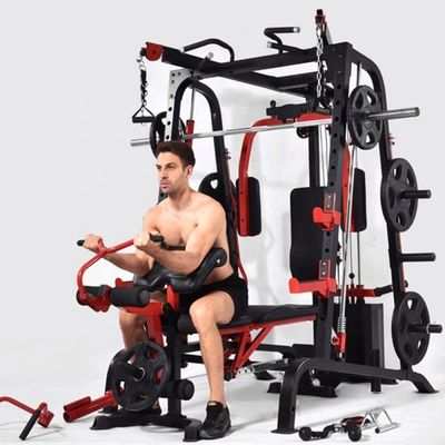 Unisex Training Gym Squat Rack con barre parallele in nero e rosso