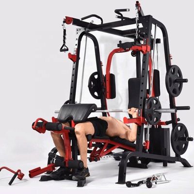 Unisex Training Gym Squat Rack con barre parallele in nero e rosso
