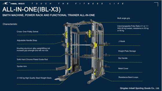 Matt nero attrezzatura sportiva Power Squat Rack Mutli Function Station Smith Machine KW 320 KGS